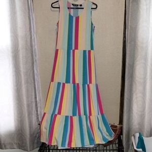 Lands' End Colorful Striped Maxi Dress